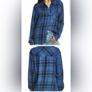 We wore what blue plaid boyfriend shirt